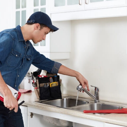 plumber fixing a kitchen sink